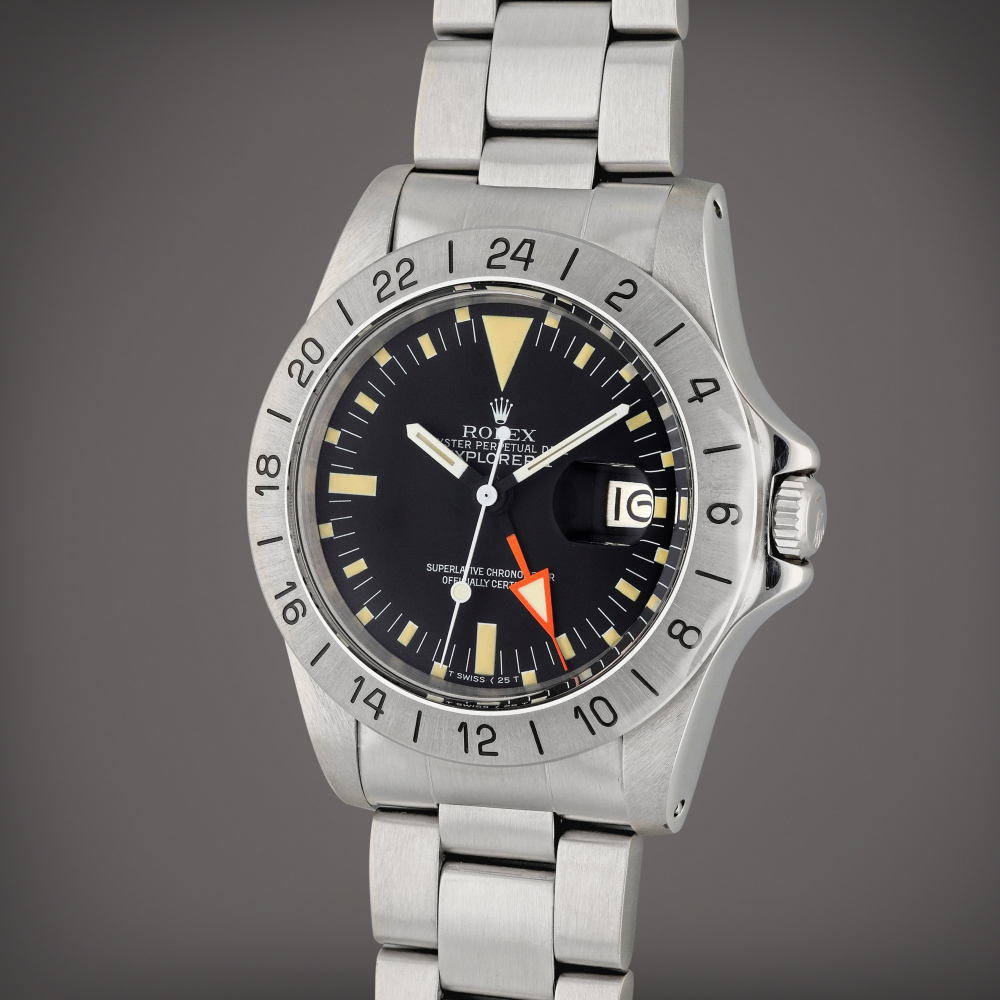 Reference 1655 Explorer II | A stainless steel automatic dual time wristwatch with date and bracelet, 1978
