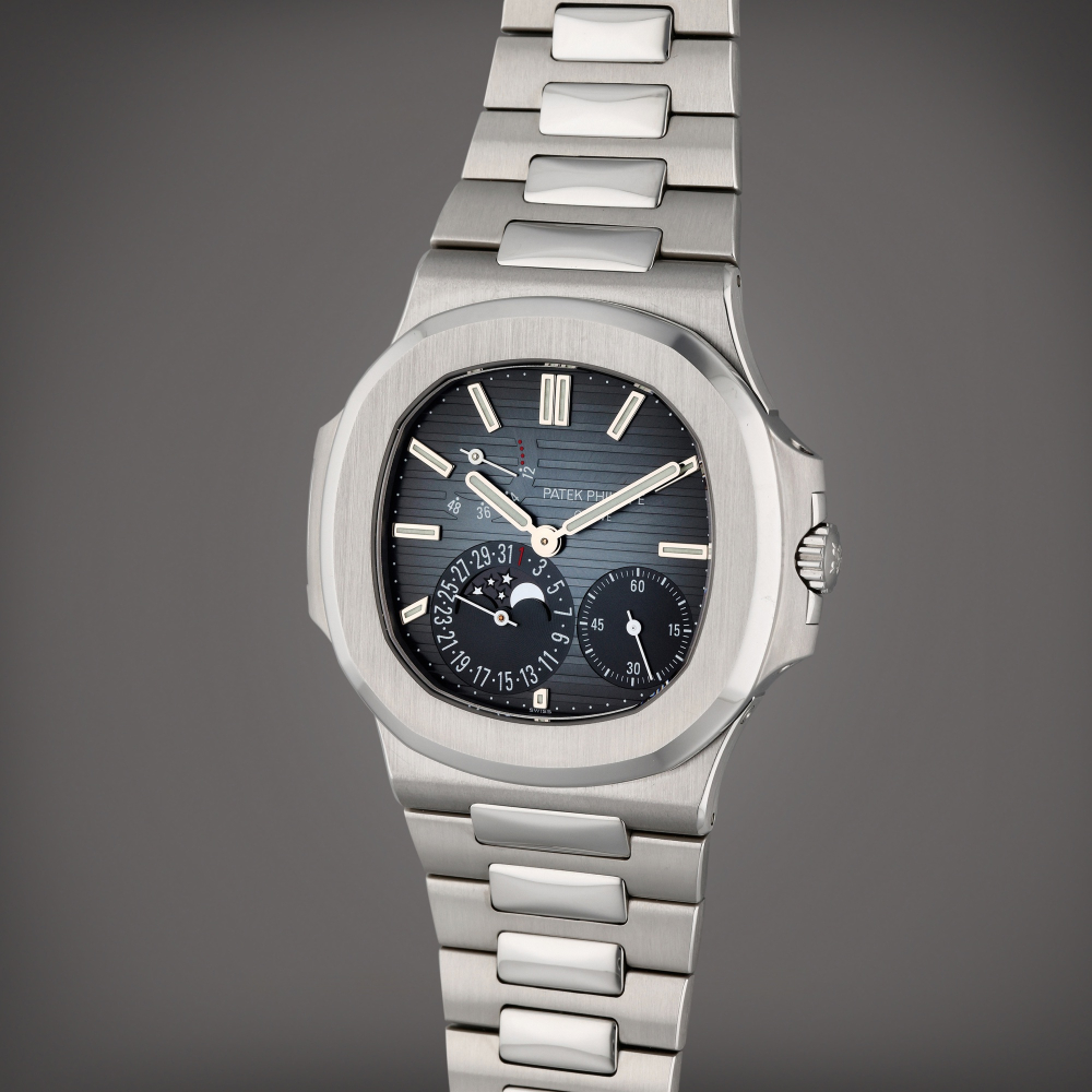 Reference 5712/1A-001 Nautilus | A stainless steel bracelet watch with date, moon phases and power reserve indication, Circa 2015