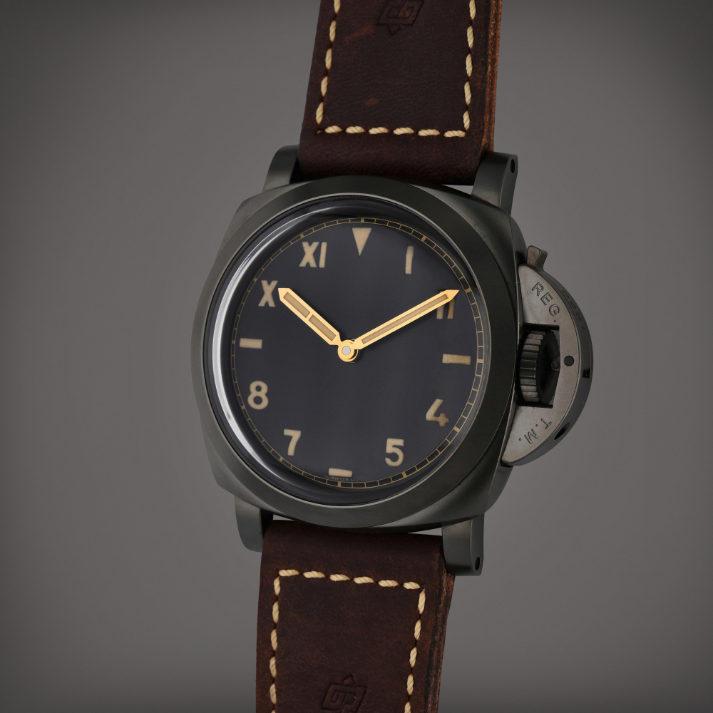 Reference PAM 00629 Luminor 1950 3 Days Titanium DLC | A limited edition DLC-coated titanium wristwatch with California dial, Circa 2015