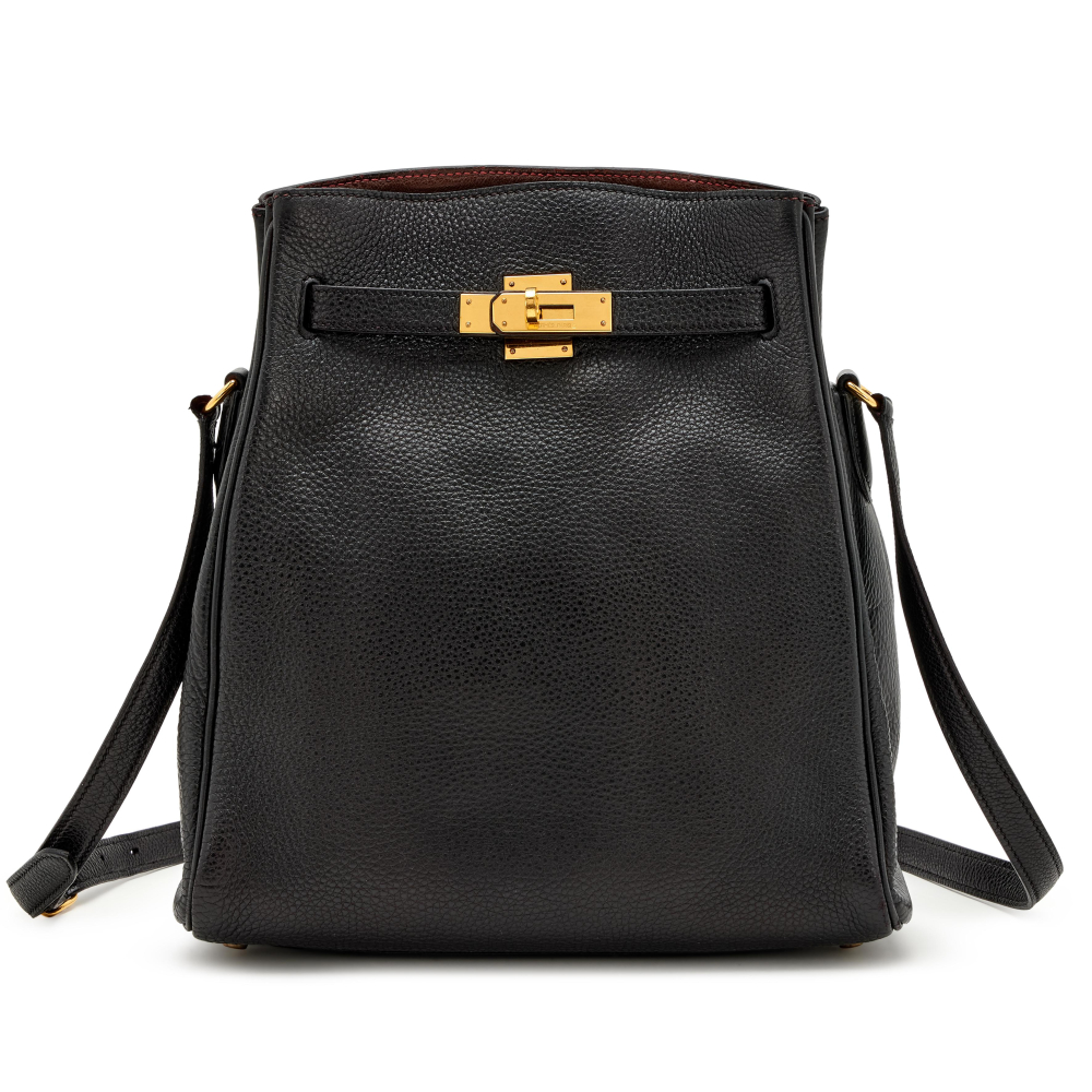 Hermès Black Ardennes Kelly Sport 25 Gold Hardware, 2001