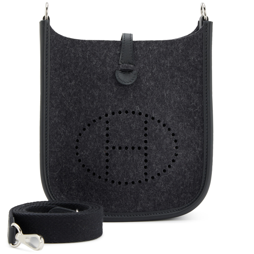Hermès Black Feutre and Swift Mini Evelyne TPM Palladium Hardware, 2022