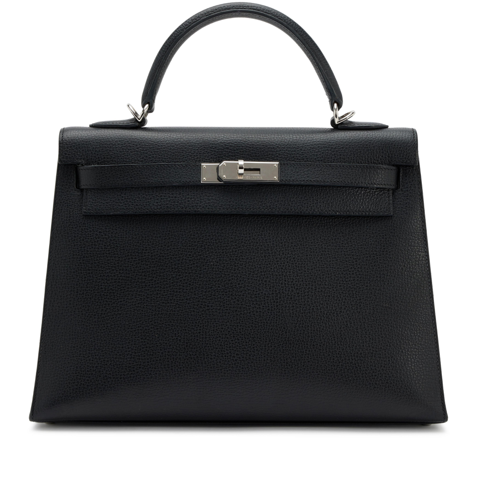 Hermès Black Evercolor Sellier Kelly 32 Palladium Hardware, 2007