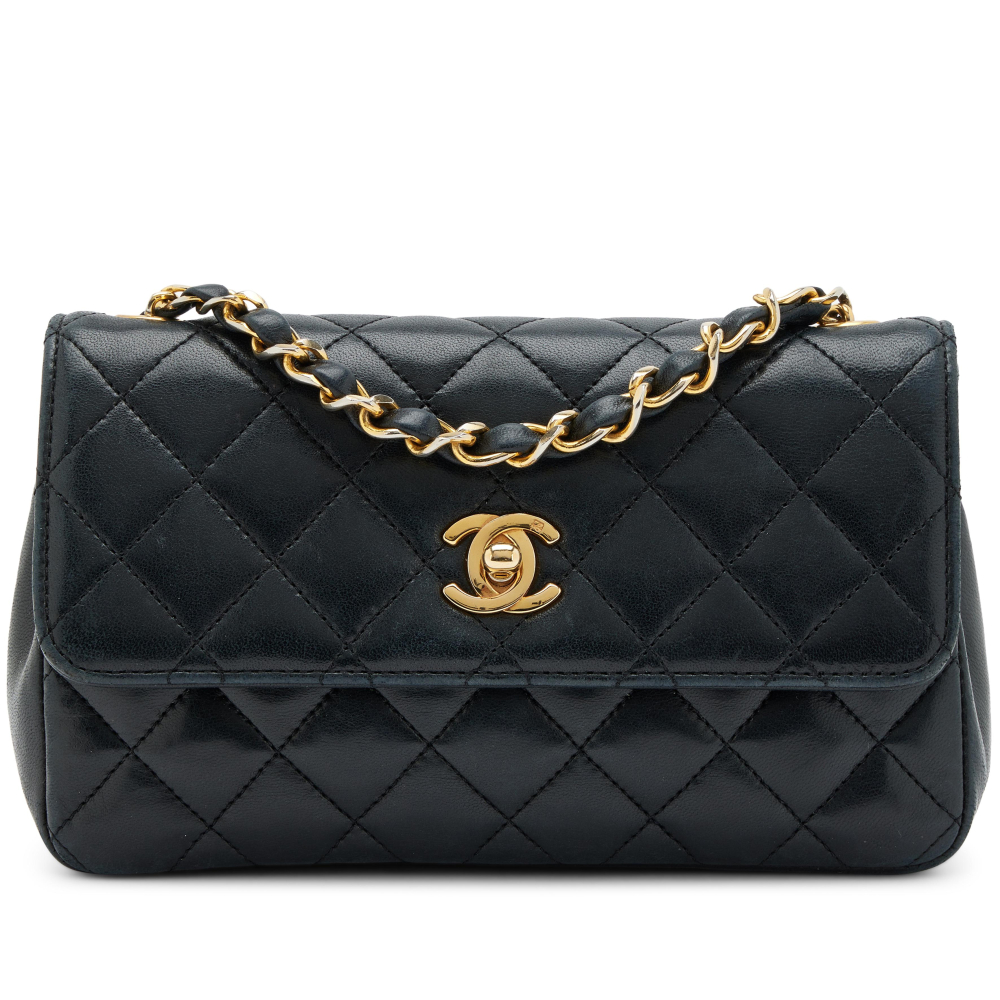 Chanel Vintage Black Quilted Lambskin Small Single Flap Gold Hardware, 1989-1991