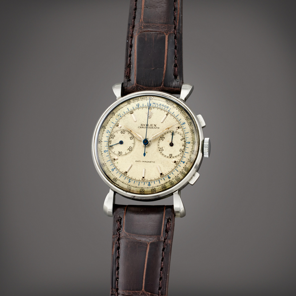 Rolex Reference 4099 | A stainless steel chronograph wristwatch with flared lugs, Circa 1947