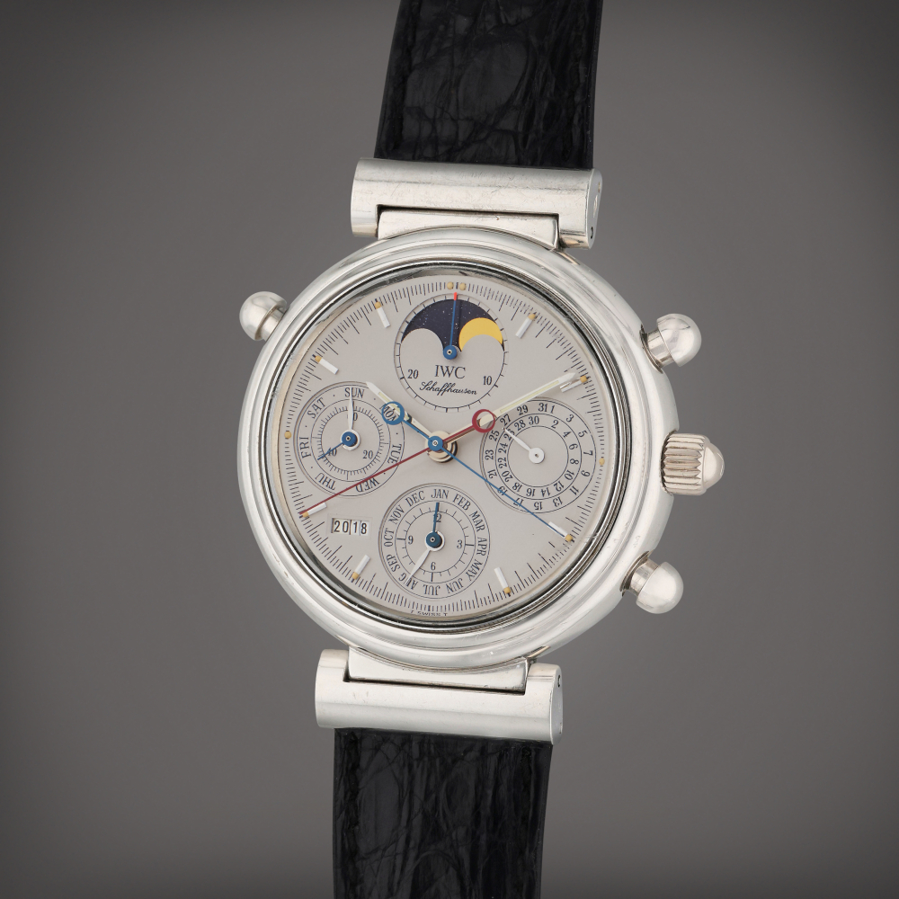 IWC Reference 3751 Da Vinci | A limited edition platinum automatic split-second perpetual calendar chronograph with moon phases, Circa 1995