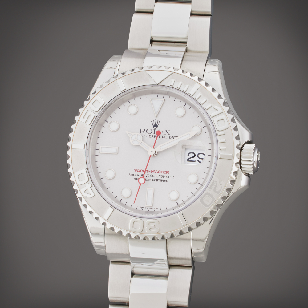 Rolex "New Old Stock" Reference 16622 Yachtmaster | A stainless steel and platinum automatic wristwatch with date and bracelet, Circa 2003