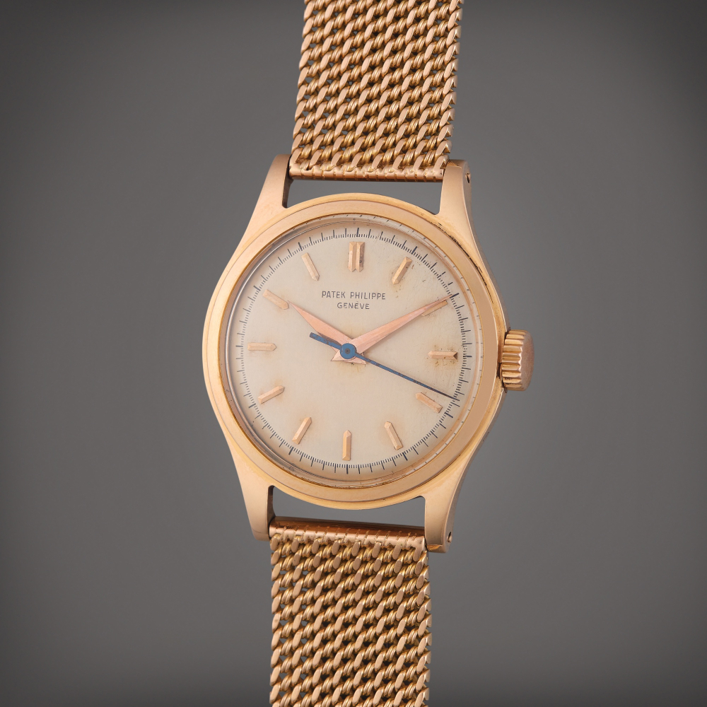Patek Philippe Reference 2508 Calatrava | A pink gold wristwatch with bracelet, Made in 1954
