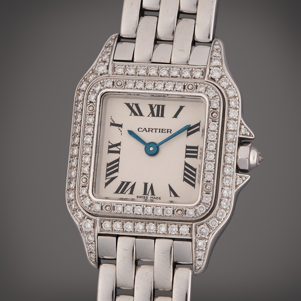 Cartier Reference 1660 Panthère | A white gold and diamond set wristwatch with bracelet, Circa 2010
