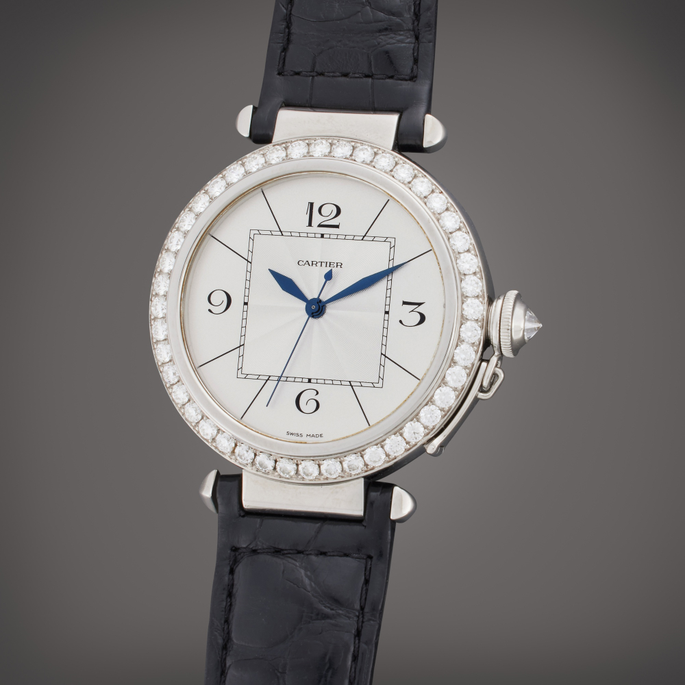 Cartier Reference 2765 Pasha | A white gold and diamond-set automatic wristwatch, Circa 2010
