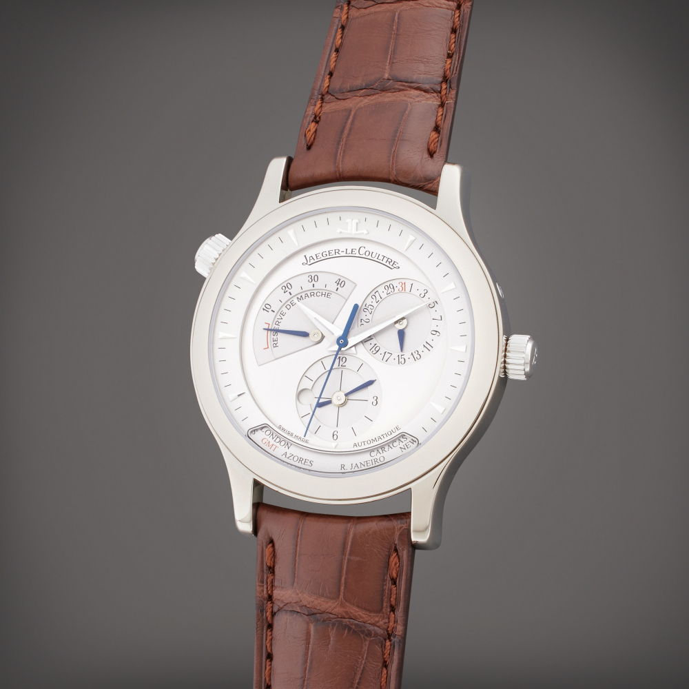Jaeger-LeCoultre Reference 142.3.92 Master Geographic | A white gold automatic world time wristwatch with date and power reserve indication, Circa 2005