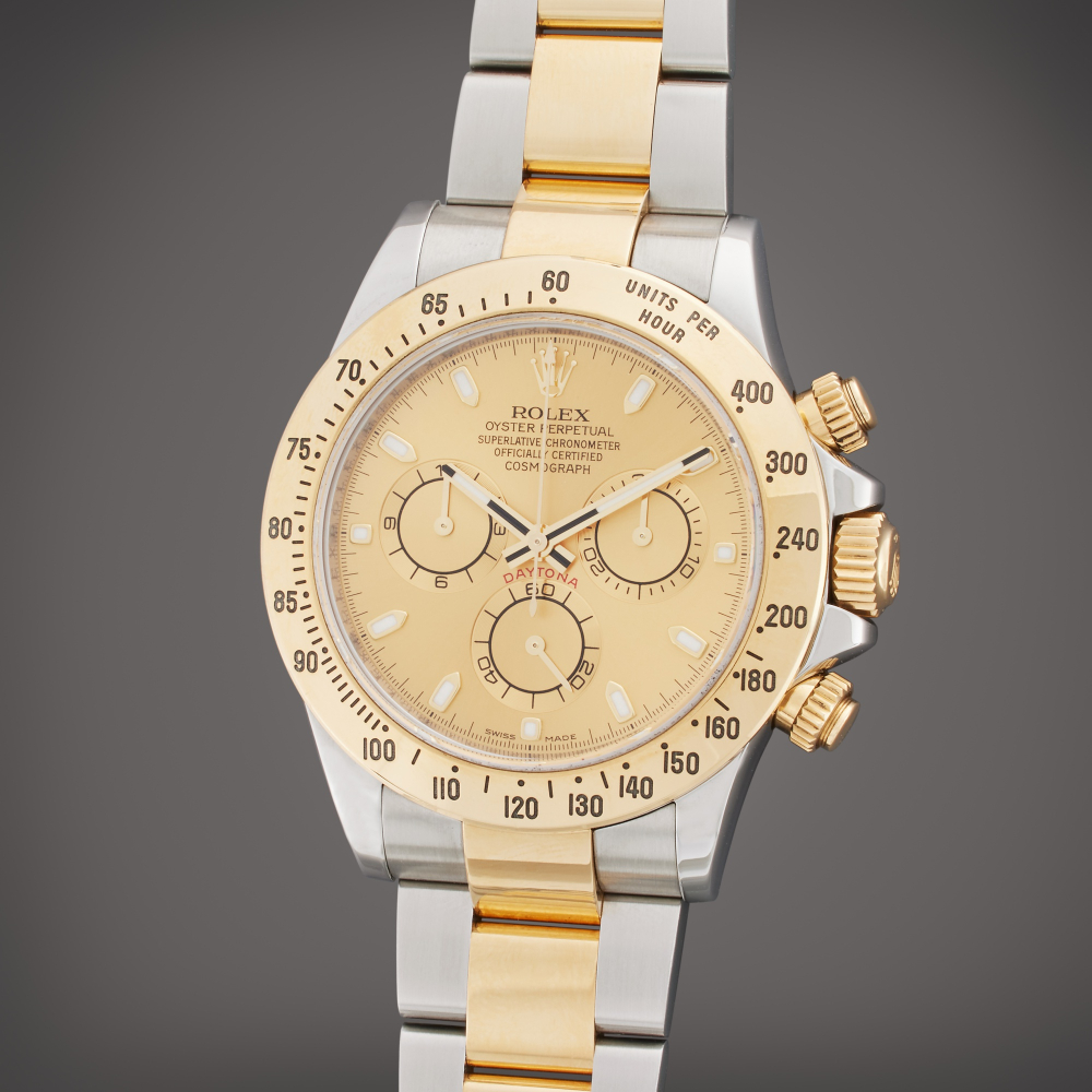 Rolex Reference 116523 Daytona | A stainless steel and yellow gold automatic chronograph wristwatch with bracelet, Circa 2015