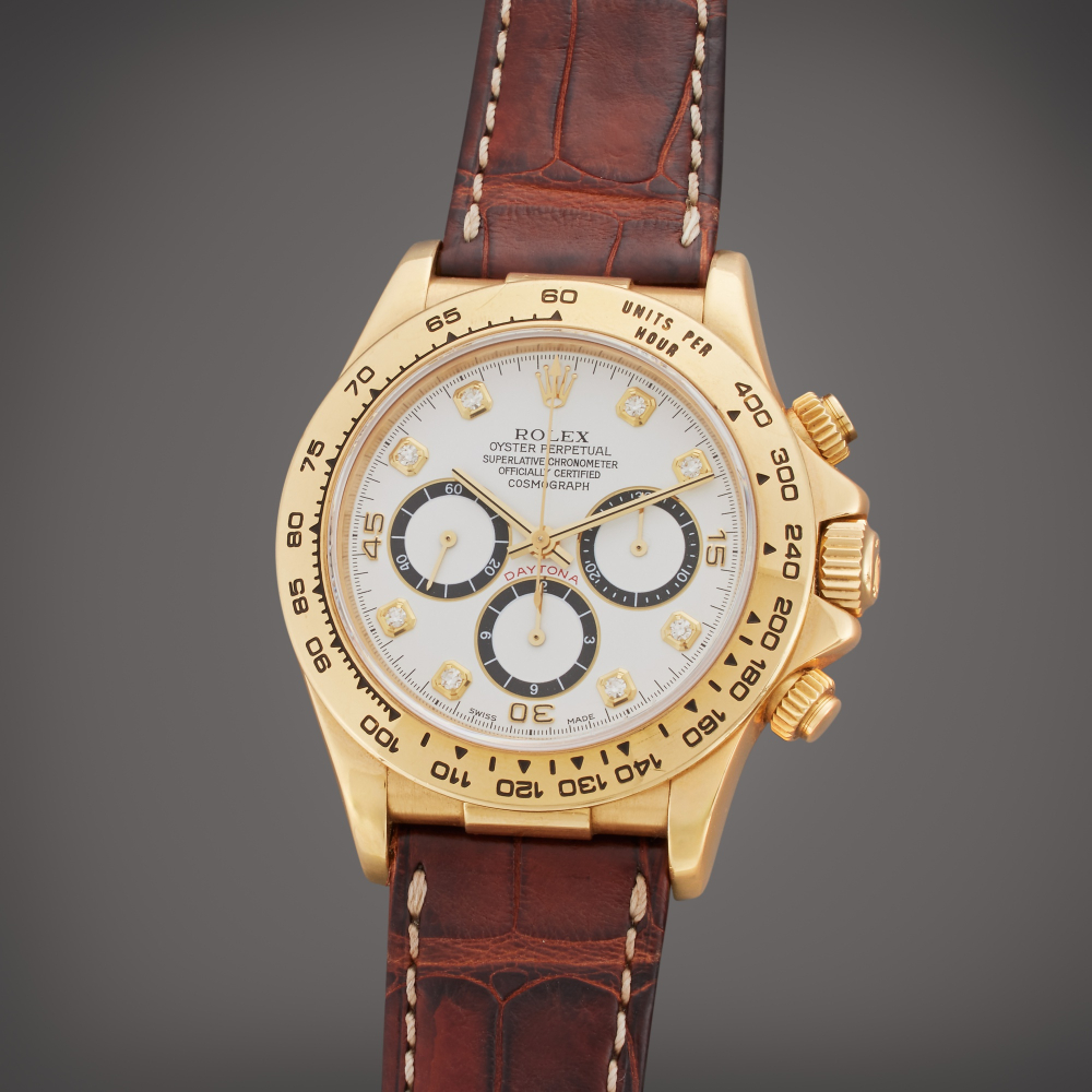 Rolex Reference 16518 Daytona ‘Inverted 6’ | A yellow gold and diamond-set automatic chronograph wristwatch, Circa 1993