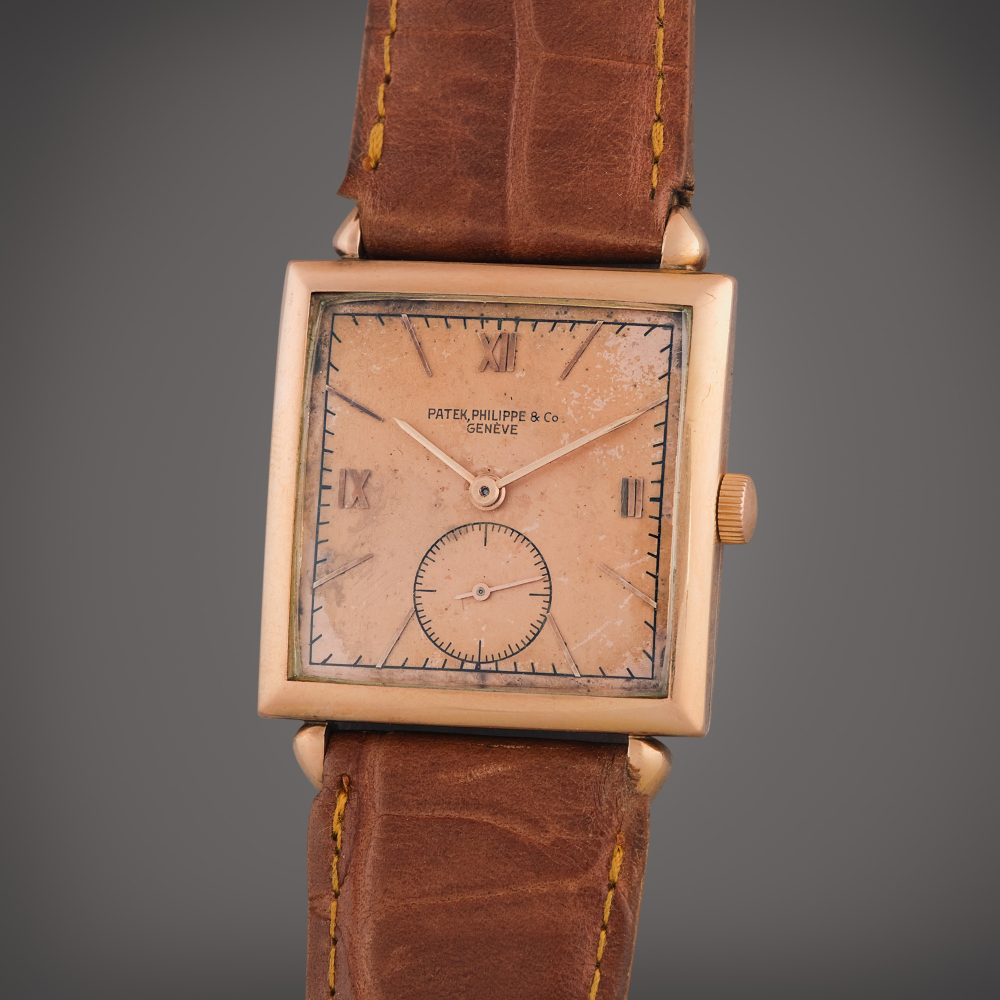 Patek Philippe Reference 1432 | A pink gold rectangular wristwatch, Circa 1945