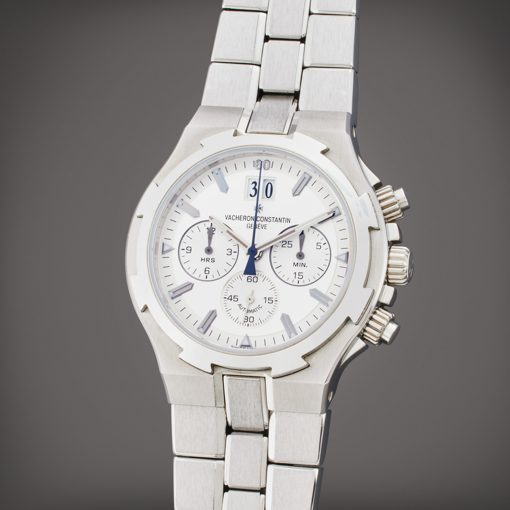 Vacheron Constantin Reference 49140/423A Overseas | A stainless steel automatic chronograph wristwatch with bracelet and date, Circa 2000