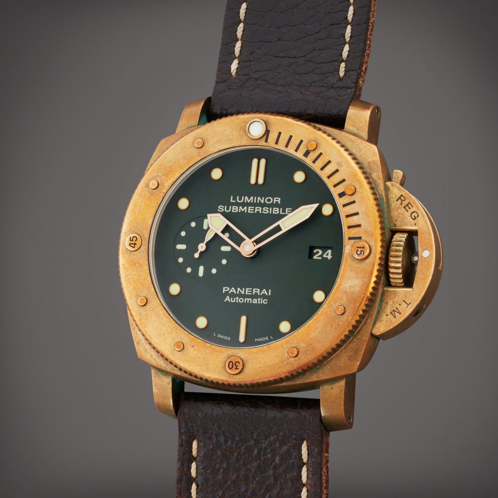 PROPERTY FROM THE COLLECTION OF SYLVESTER STALLONE Panerai Reference PAM00382 Luminor Submersible 1950 | A limited edition bronze and titanium wristwatch with date, Owned and Screenworn by Sylvester Stallone in The Expendables 2, Circa 2011