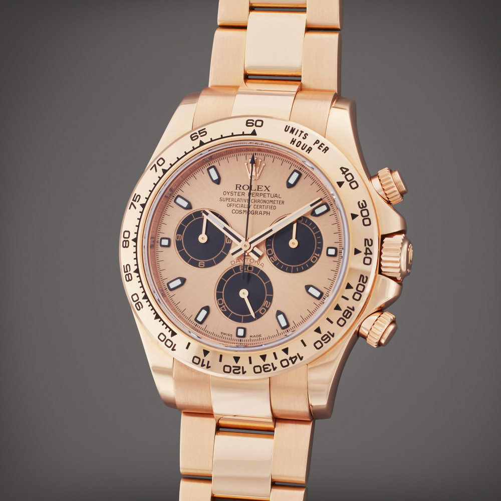 Rolex Reference 116505 Daytona | A pink gold automatic chronograph wristwatch with bracelet, Circa 2009