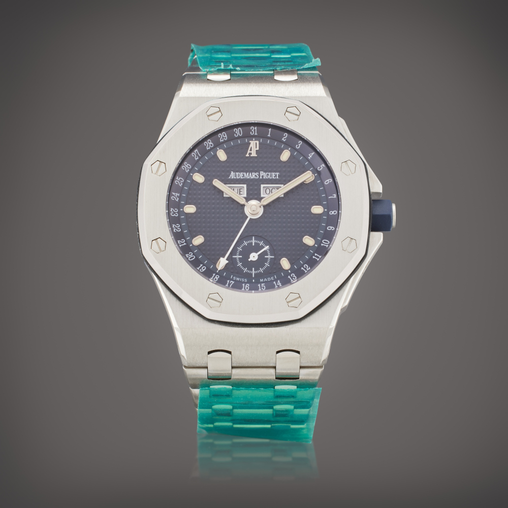 Audemars Piguet Reference 25807ST.OO.1010ST.01 Royal Oak Offshore | A stainless steel triple calendar wristwatch with bracelet, Circa 1997