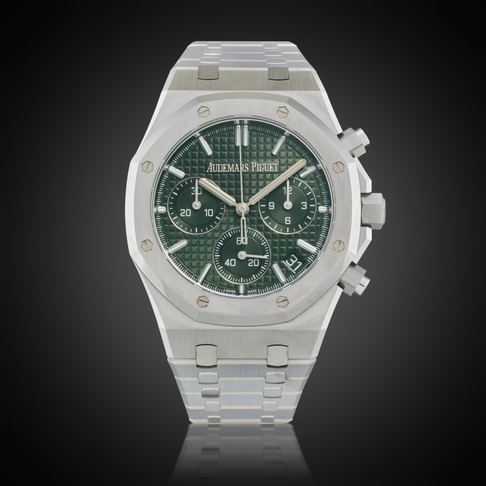 Audemars Piguet Reference 26240ST.OO.1320ST.04 Royal Oak “50th Anniversary” | A stainless steel fly back chronograph wristwatch with date and bracelet, Owned and Worn by Tom Brady, Circa 2022