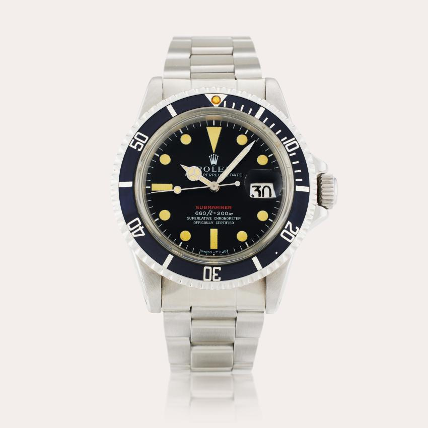 Rolex Reference 1680 ‘Red’ Submariner | A stainless steel automatic wristwatch with date and bracelet, Circa 1972