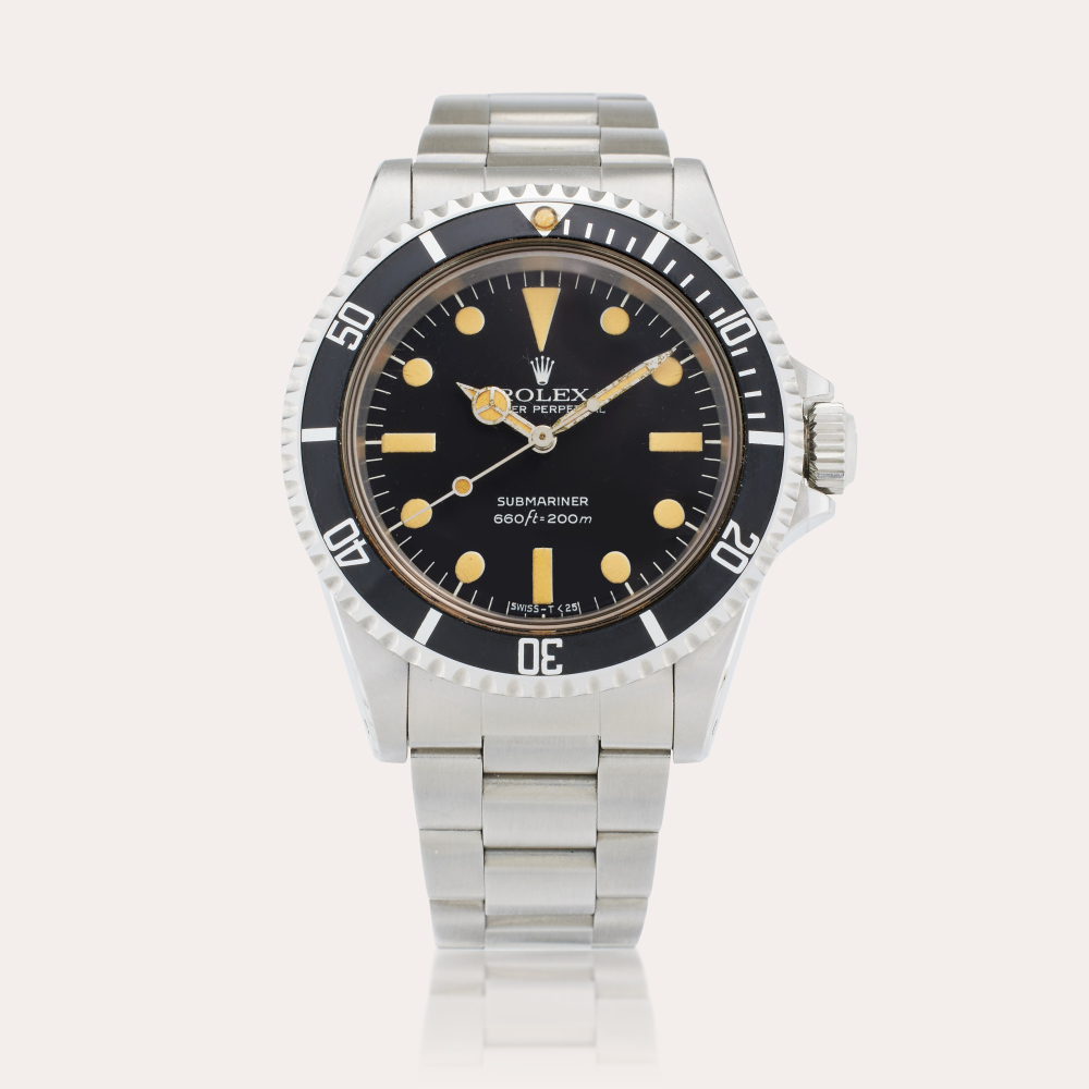 Rolex Reference 5513 Submariner | A stainless steel automatic wristwatch with bracelet, Awarded to Cynthia ‘Cindy’ Nicholas in 1981 for fastest crossing of the English Channel, Circa 1981