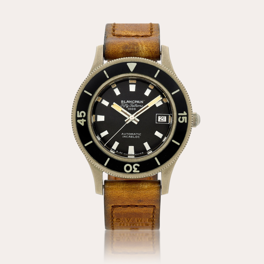 Blancpain Fifty Fathoms 1000 | A bronze and stainless steel automatic wristwatch with date, Exhibited at the Fifty Fathoms Exhibition for the 275th Anniversary of Blancpain, Circa 1965