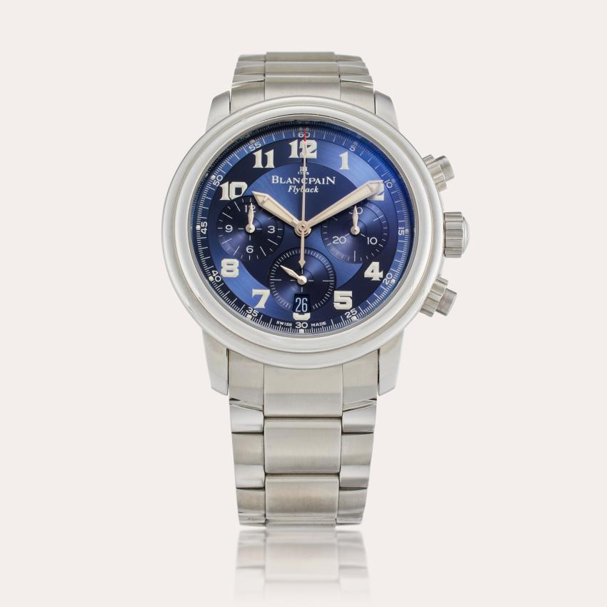 Blancpain Reference 2185F-1130-7 Léman Flyback Chronograph | A stainless steel flyback chronograph automatic wristwatch with date and bracelet, Circa 2000