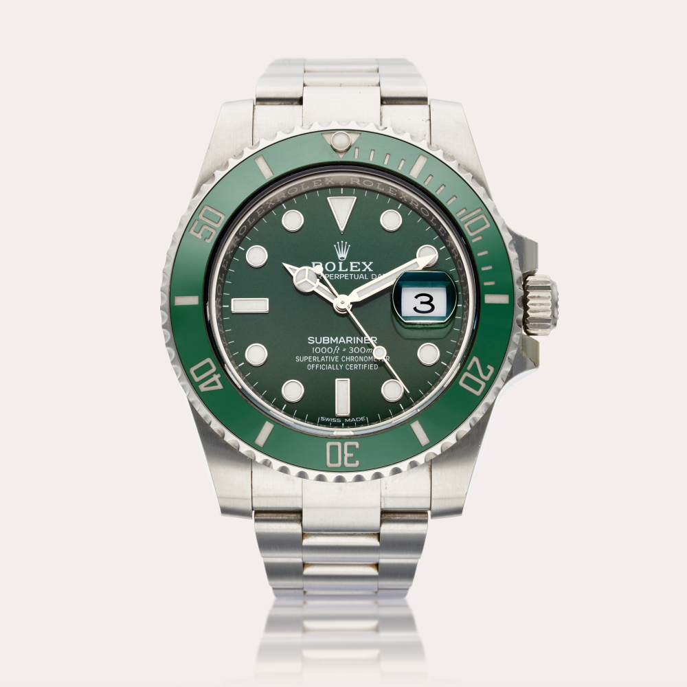 Rolex Reference 116610LV Submariner ‘Hulk’ | A stainless steel automatic wristwatch with date and bracelet, Circa 2018