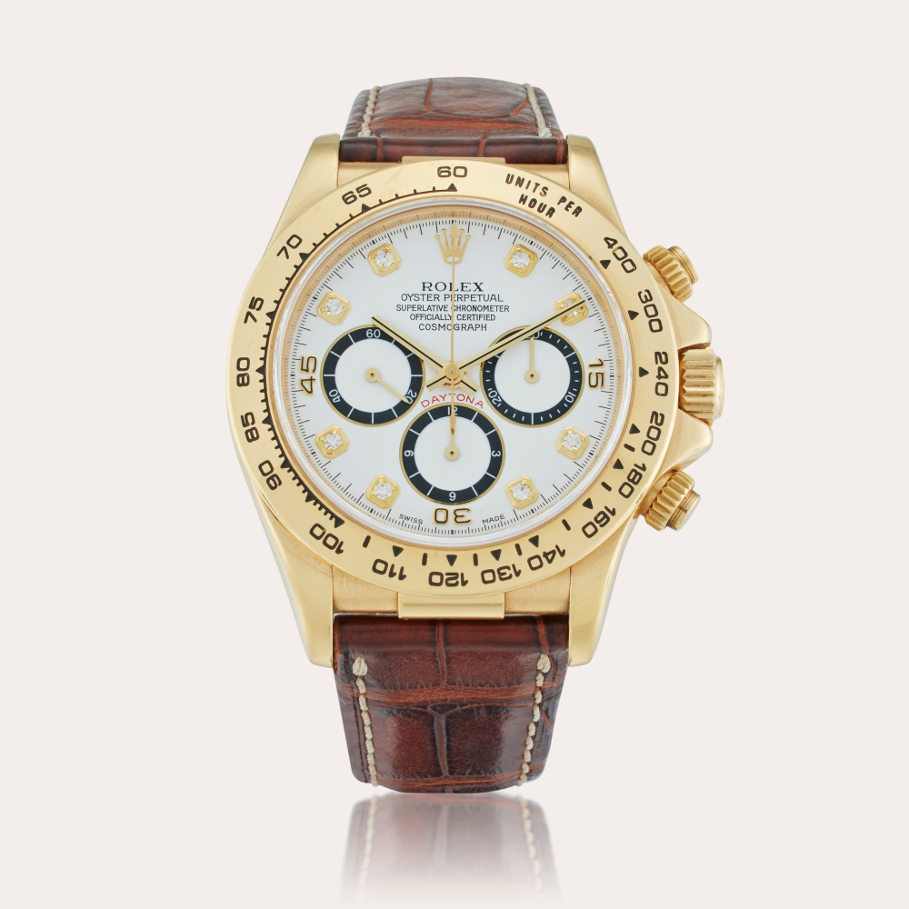 Rolex Reference 16518 ‘Zenith Inverted 6’ Daytona | A yellow gold and diamond-set automatic chronograph wristwatch, Circa 1993