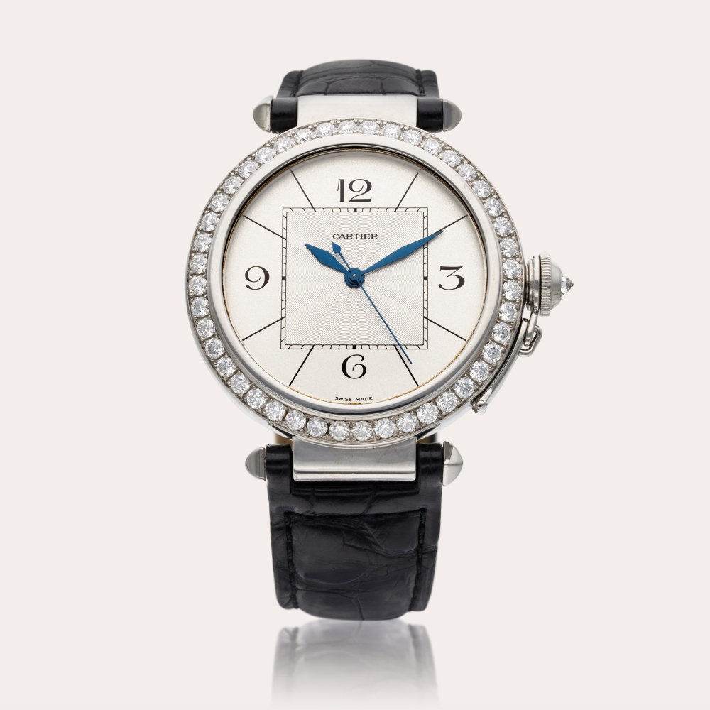 Cartier Reference 2765 Pasha | A white gold and diamond-set automatic wristwatch, Circa 2010
