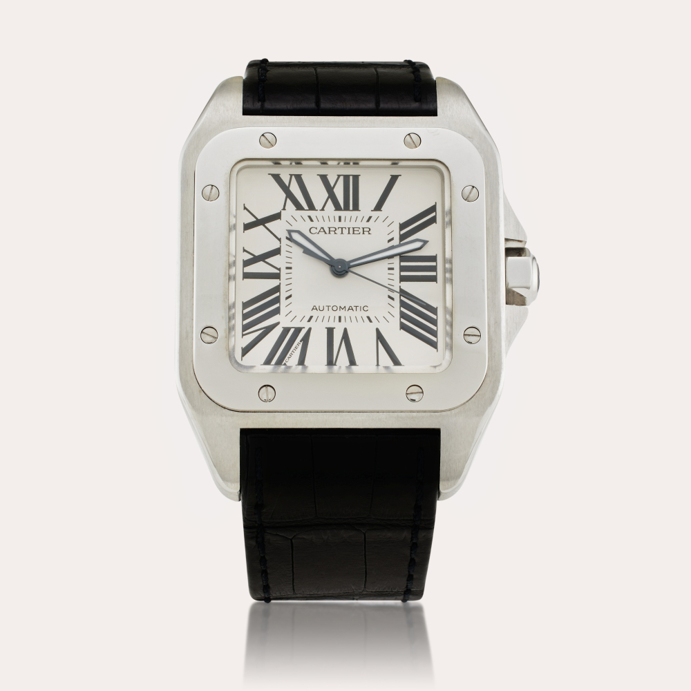 Cartier Reference 2656 Santos 100 Anniversary Edition 1904-2004 | A stainless steel automatic rectangular wristwatch, Circa 2004