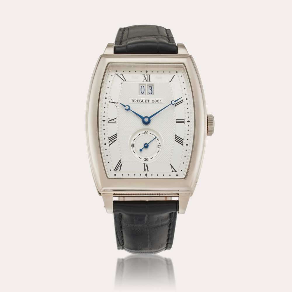 Breguet Reference 5480 Heritage | A white gold tonneau-shaped automatic wristwatch with date, Circa 2005