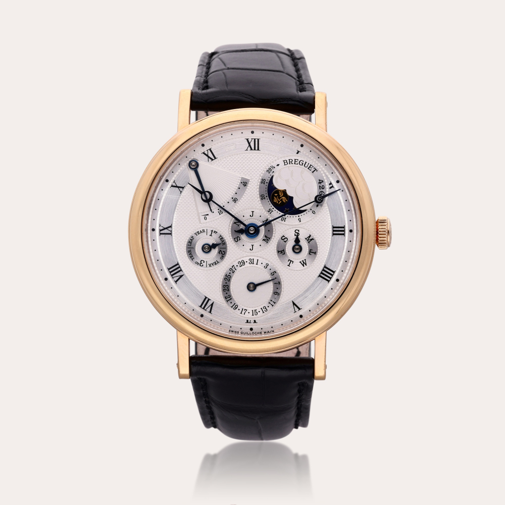 Breguet Reference 5327 Classique Perpetual Calendar | A pink gold automatic perpetual calendar wristwatch with moon phases, leap year, and power reserve indication, Circa 2010