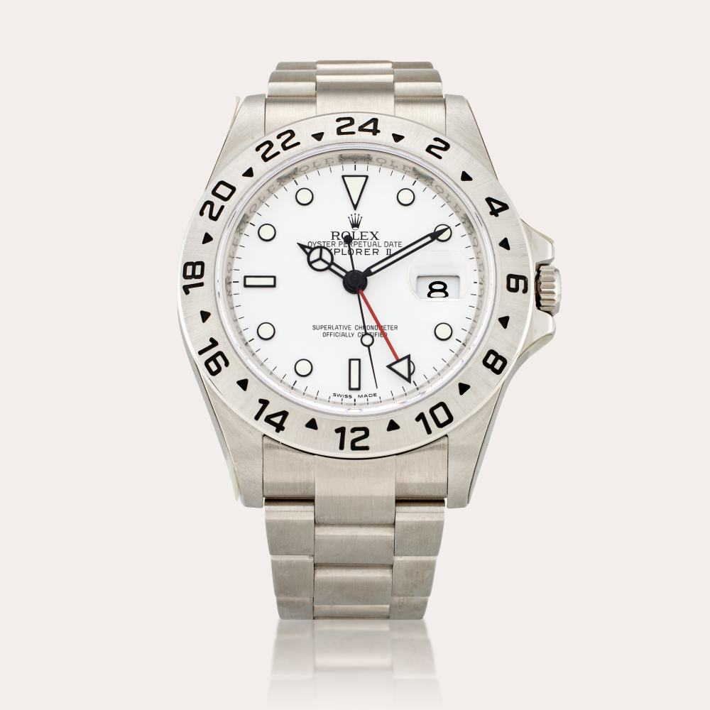 Rolex Reference 16570 Explorer II | A stainless steel automatic dual time wristwatch with date and bracelet, Circa 2013