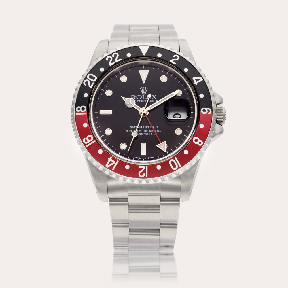 Rolex Reference 16710 GMT-Master II ‘Coke’ | A stainless steel automatic dual time wristwatch with date and bracelet, Circa 1989