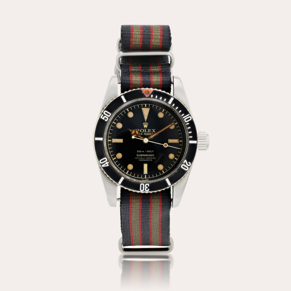 RolexSubmariner 'James Bond Big Crown 4 lines', reference 6538 Montre bracelet en acier | Stainless steel wristwatch Vers 1960 | Circa 1960