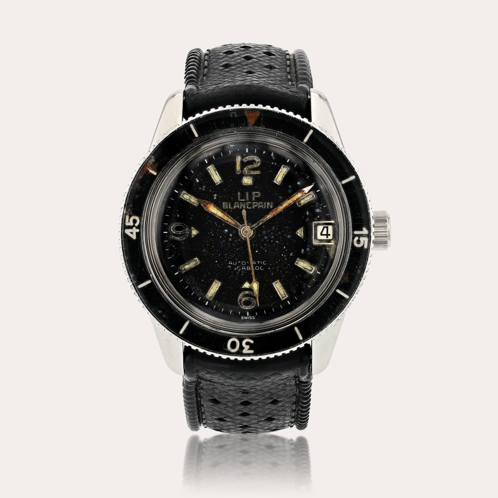 Property of the original ownerBlancpainRetailed by LIP: 'Civilian' Fifty Fathoms Montre bracelet en acier avec date et lunette Bakélite | Stainless steel wristwatch with date and Bakelite bezel Vers 1960 | Circa 1960