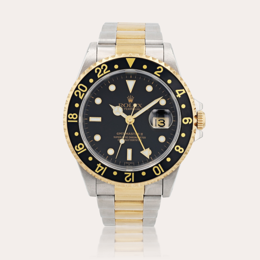 RolexGMT-Master II, reference 16713 Montre bracelet en acier et or jaune avec date | Stainless steel and yellow gold wristwatch with date and bracelet Vers 1998 | Circa 1998