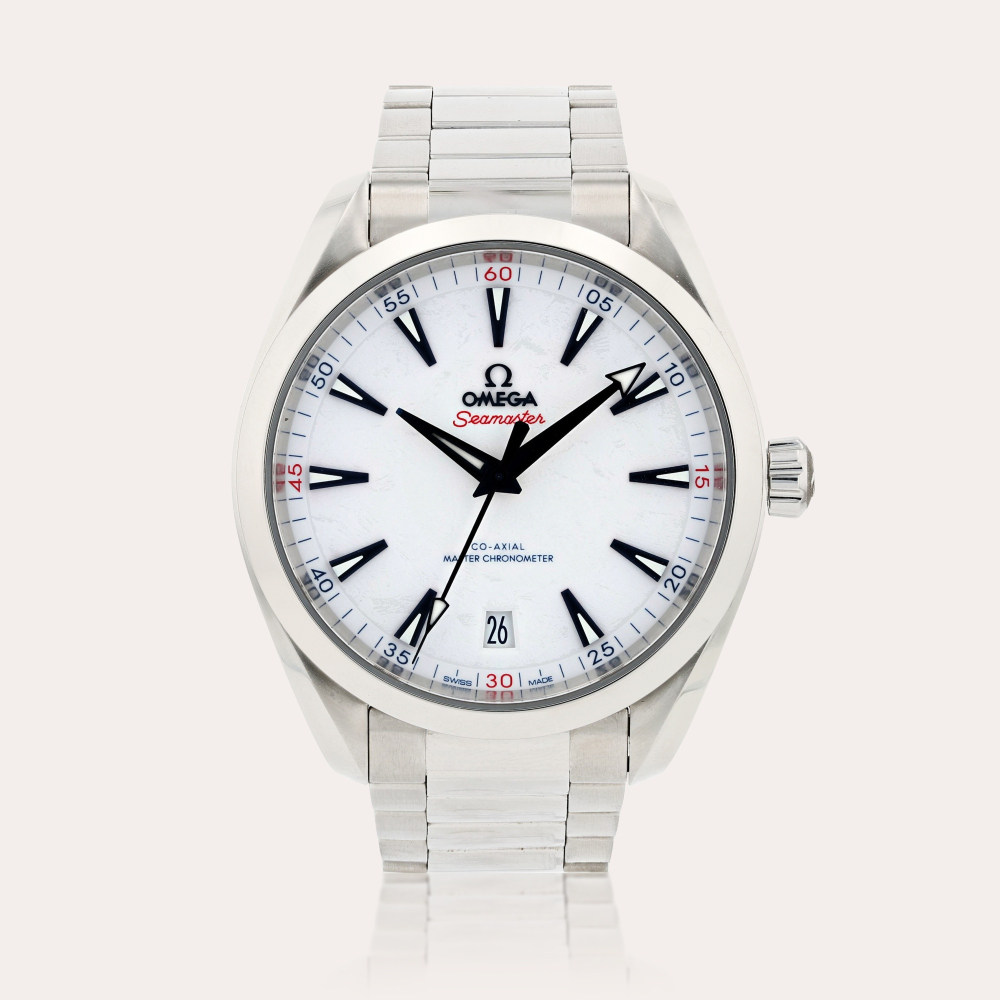 OmegaSeamaster Aqua Terra, a limited edition made to commemorate the Beijing Olympic Games 2022, reference 522.10.41.21.04.001 Montre bracelet en acier avec date | Stainless steel wristwatch with date and bracelet Vers 2022 | Circa 2022