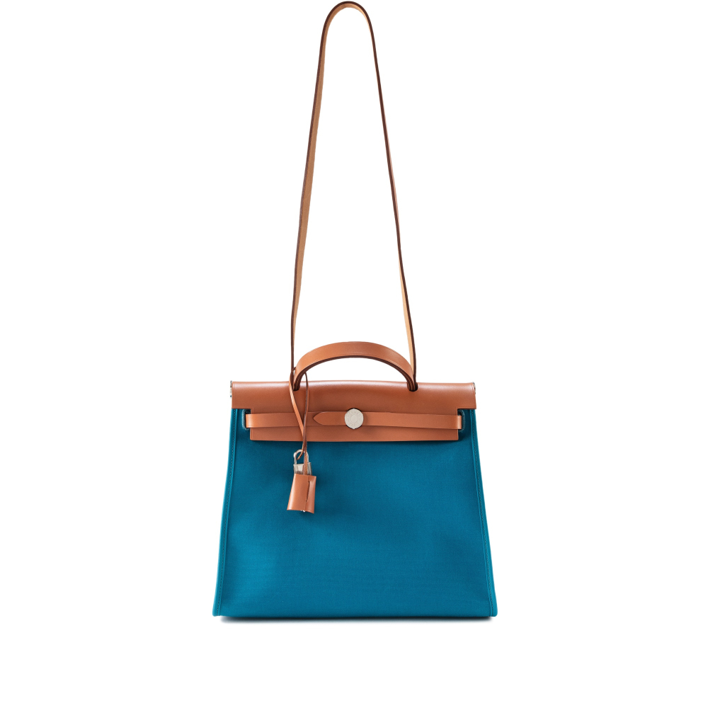 Hermès  Bleu Izmir Berline Toile and Vache Hunter Herbag Zip 31 Palladium Hardware, 2014