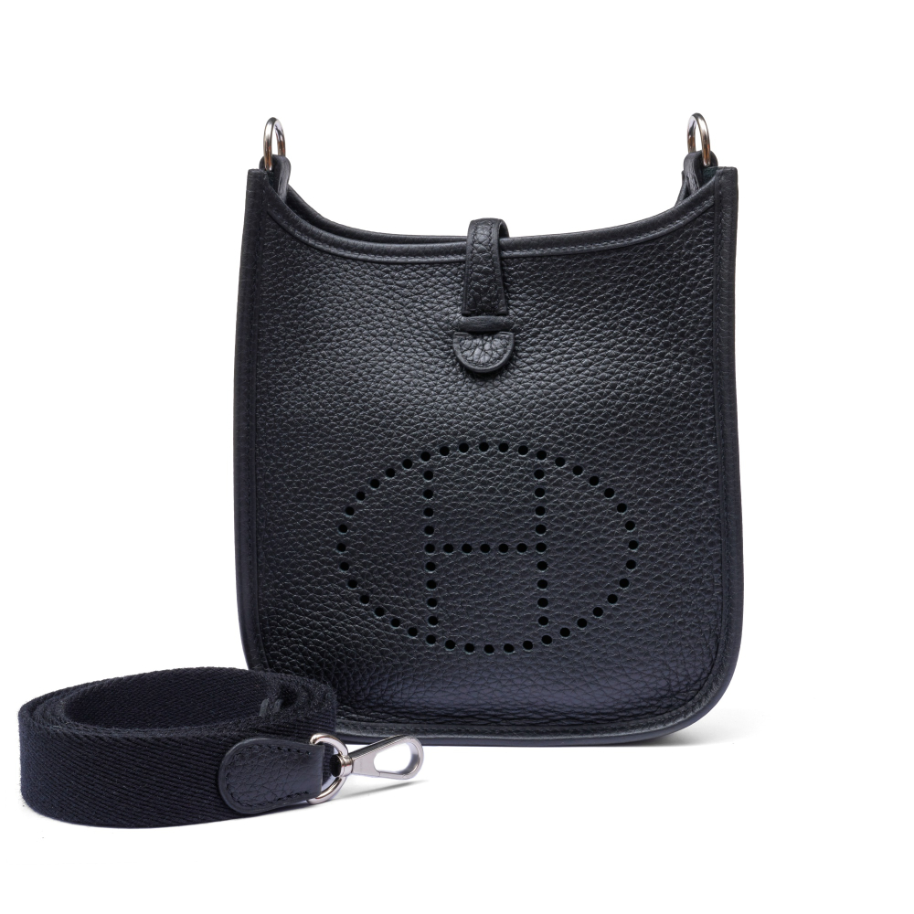 Hermès  Black Clémence Mini Evelyne II 16 Palladium Hardware, 2022