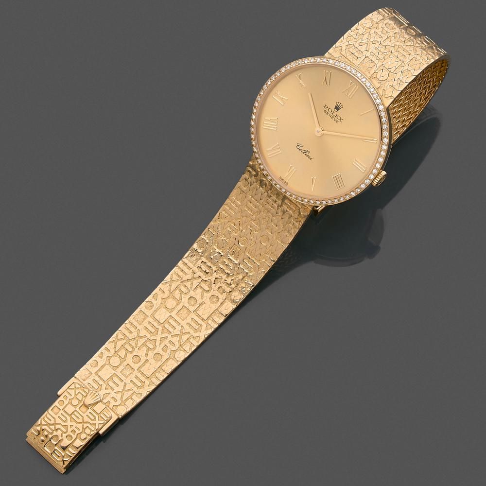 ROLEX CELLINI JUBILEE. REF. 5134/8 A gold and diamond manual winding lady's watch by Rolex, circa 1988.