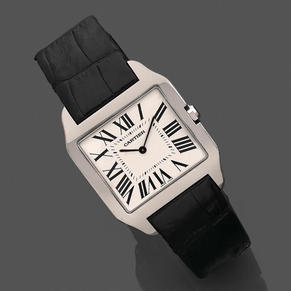 CARTIER SANTOS DUMONT GM. REF. 2651 A white gold manual winding wristwatch by Cartier, circa 2007.