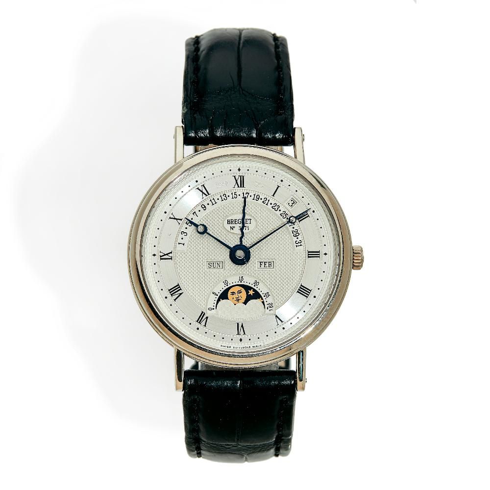 BREGUET CLASSIQUE. QUANTIÈME PERPÉTUEL ET DATE RETROGRADE. REF - 3787. VERS 2006. Montre bracelet astronomique avec c...
