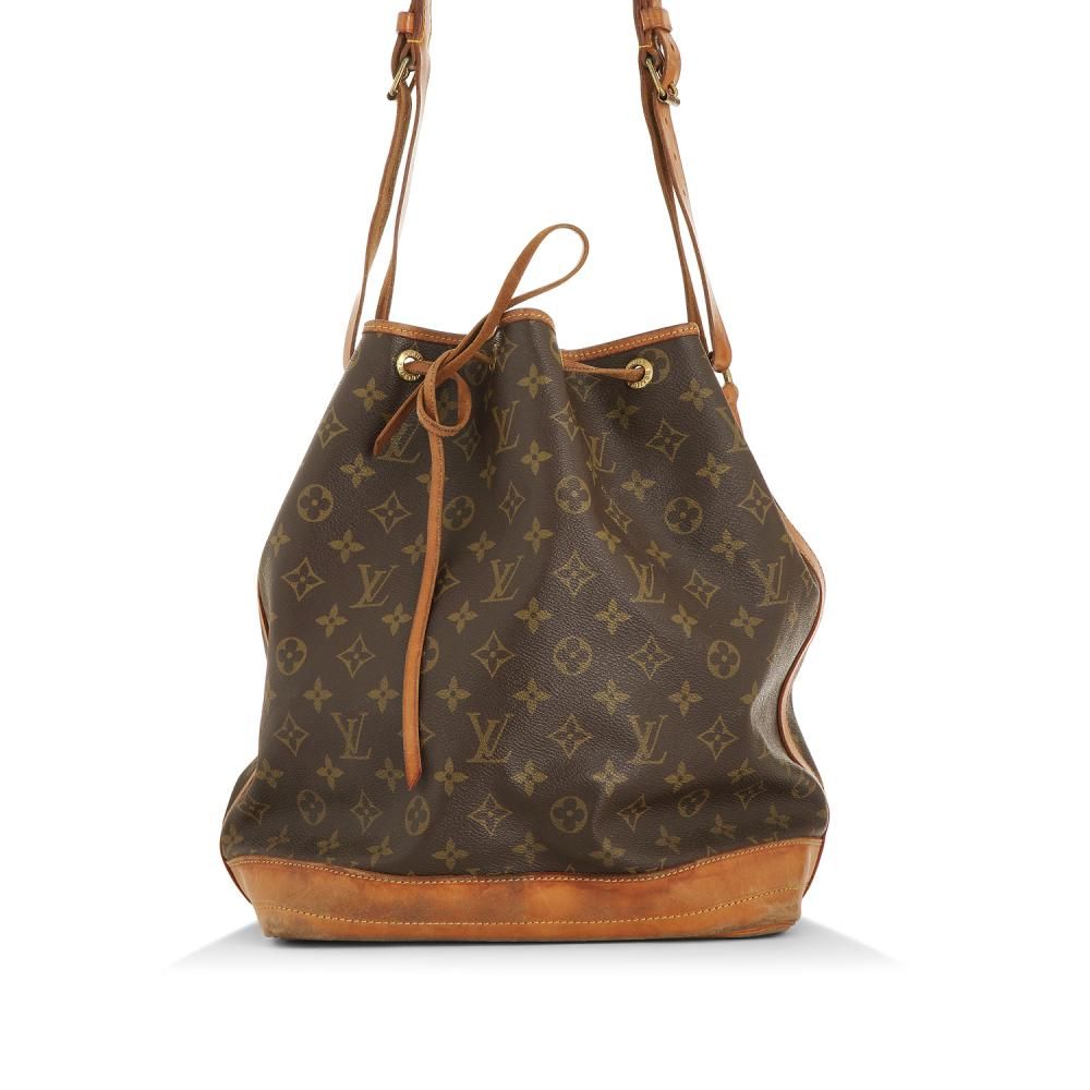 LOUIS VUITTON Grand Noé shopping handbag in monogram canvas and natural leather