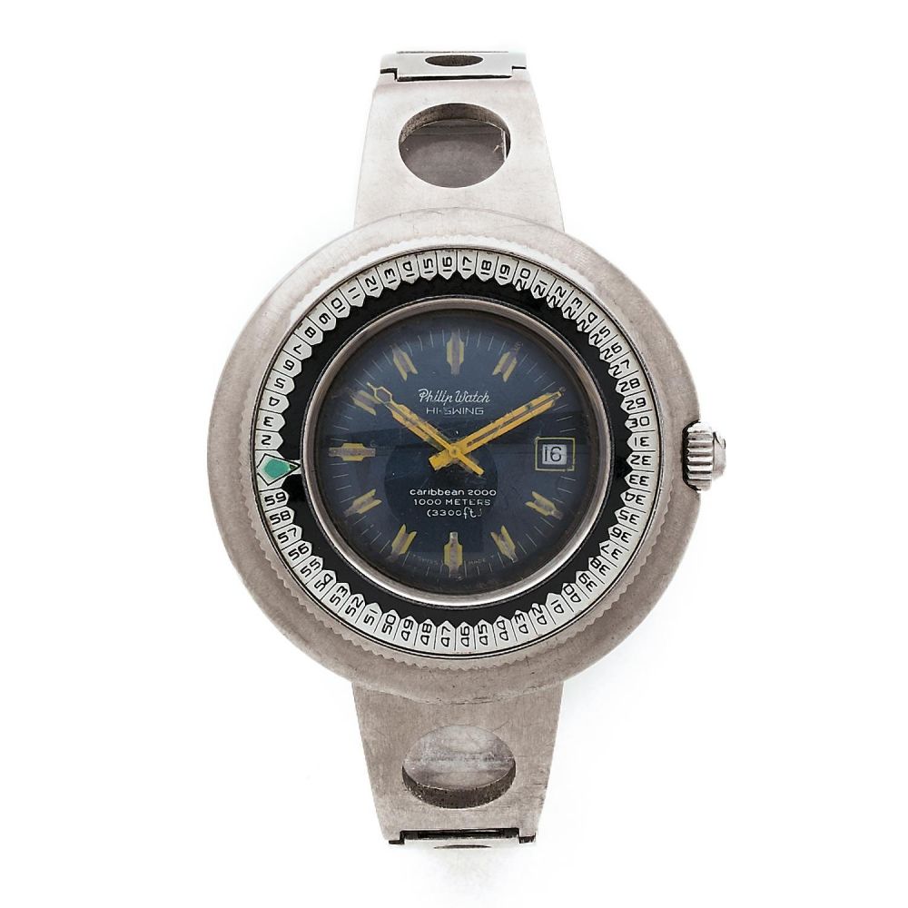 PHILIP WATCH CARIBBEAN. REF. 5292/68. A stainless steel self winding diving watch by Philip Watch, from the end of the 60's.