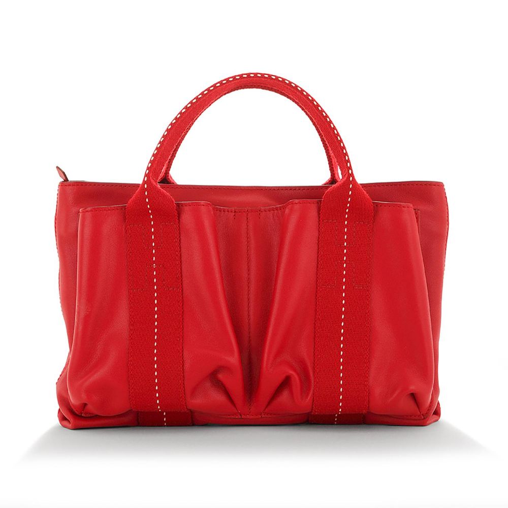 HERMÈS PARIS Handbag in red canvas and red leather