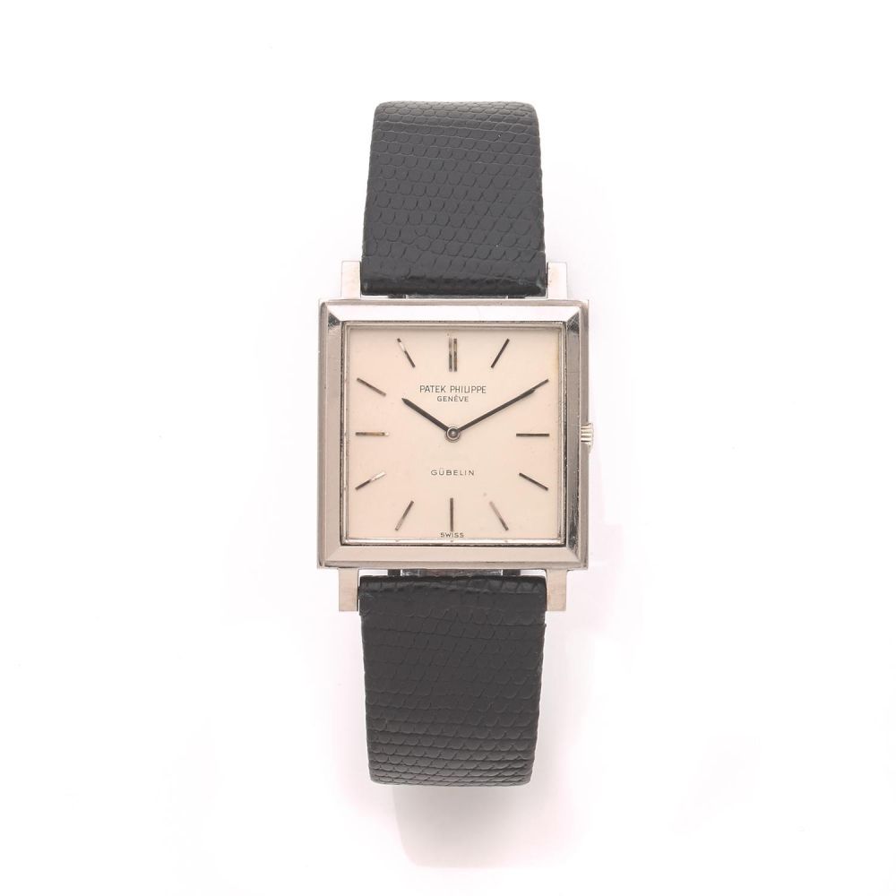 PATEK PHILIPPE DOUBLE SIGNATURE GUBELIN REF. 3490. A white gold manual winding wristwtach by Patek Philippe.