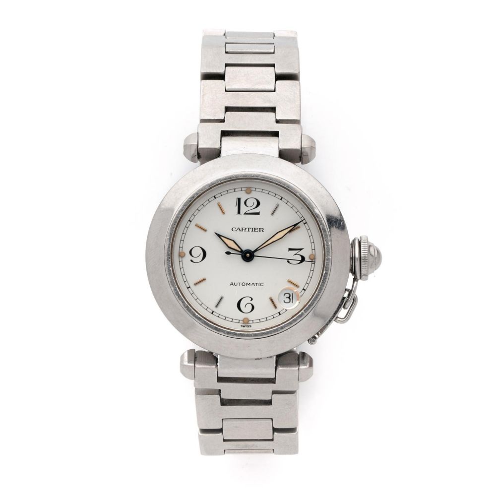 CARTIER PASHA.REF. 2324. A stainless steel self winding wristwatch by Cartier.