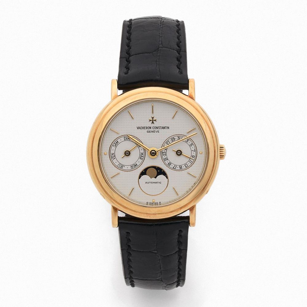 VACHERON CONSTANTIN PATRIMONY CALENDAR. REF. 46009. A gold self winding wristwatch by Vacheron Constantin from the 90's.